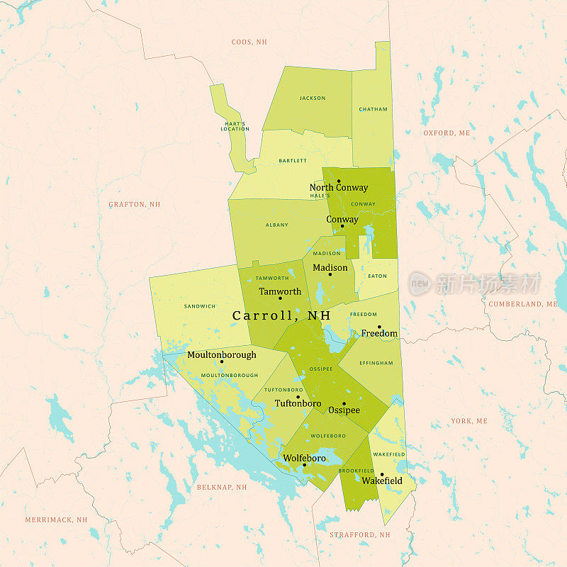 NH卡罗尔绿色矢量地图