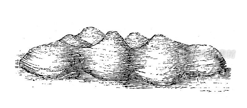 古董插图，民族志和土著文化:苏格兰土堆