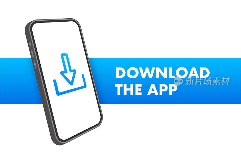手机app下载页面。空屏智能手机为你的app。下载app。矢量股票插图