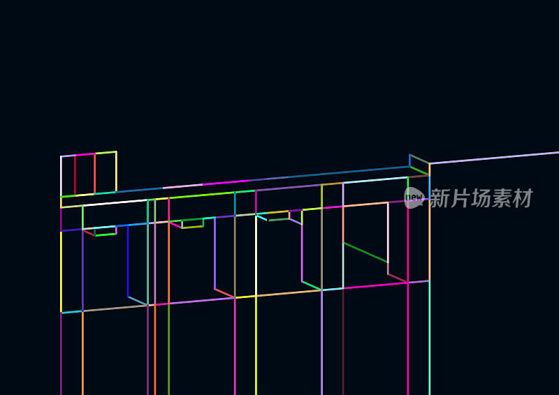 抽象色彩霓虹灯三维立方体线条结构空间图案背景