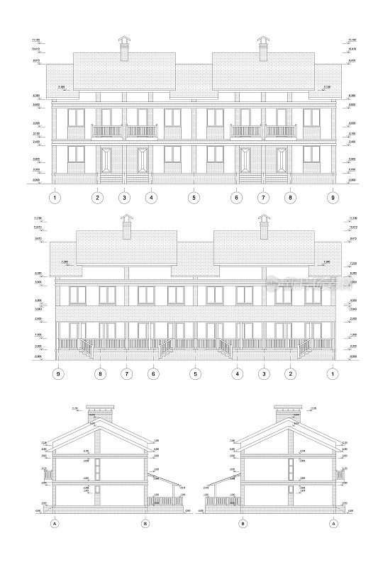 联排别墅建筑详图建筑技术图纸
