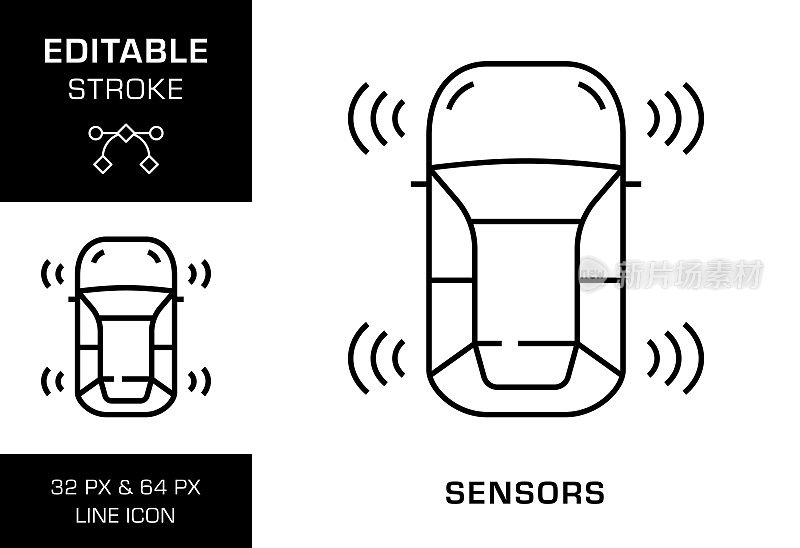 汽车传感器可编辑行程线图标设计