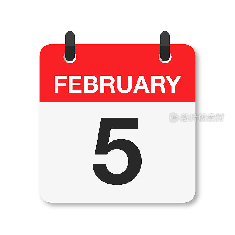 2月5日-每日日历图标-白色背景
