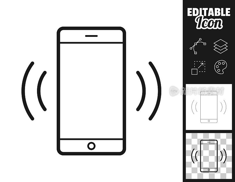 手机响了。图标设计。轻松地编辑