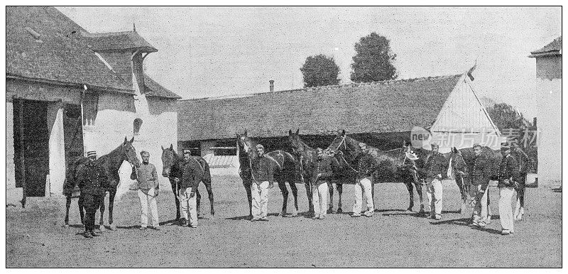 古色古香的图片:训练马匹的马厩，邦纳瓦，因德雷