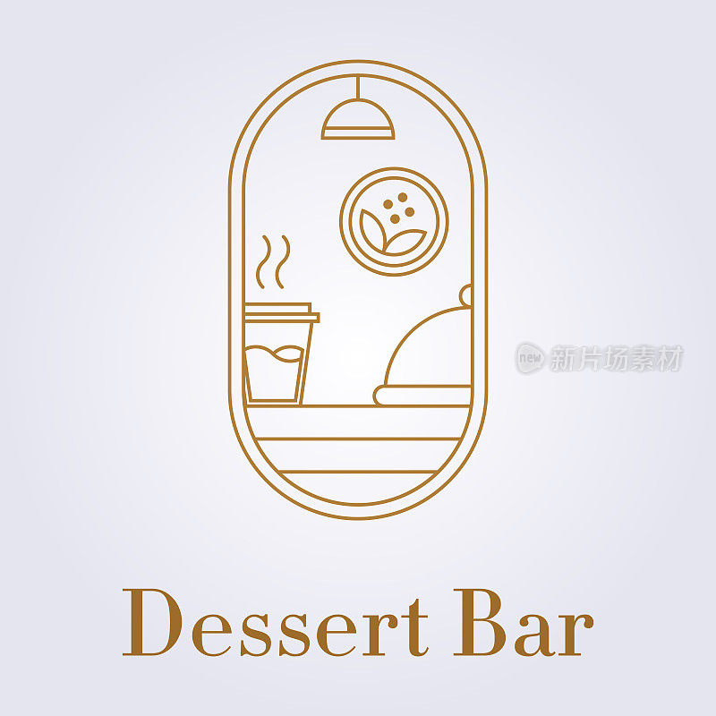 美食街咖啡馆酒吧标志矢量插画设计