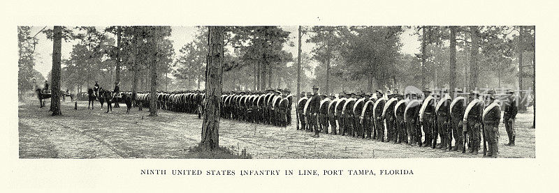 美国陆军第九步兵在坦帕港，西美战争时期，军事史，19世纪