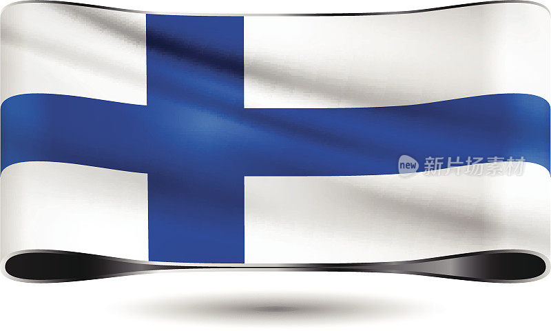 飘扬着芬兰国旗的彩带