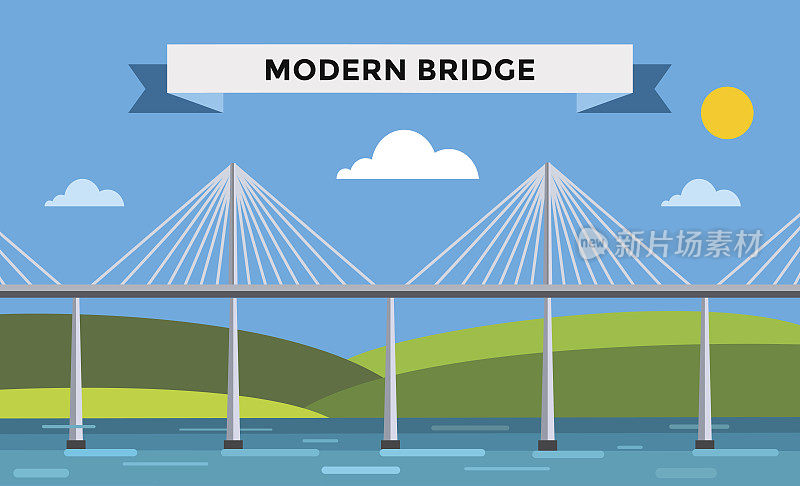 现代桥梁矢量图