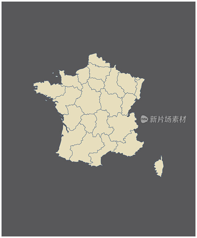 法国地图轮廓向量在灰色背景