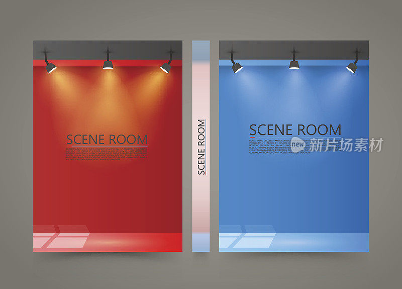 带光源横幅的彩色房间，灯光舞台罩