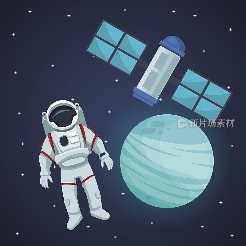 用宇航员绘制空间景观背景，用卫星查看海王星