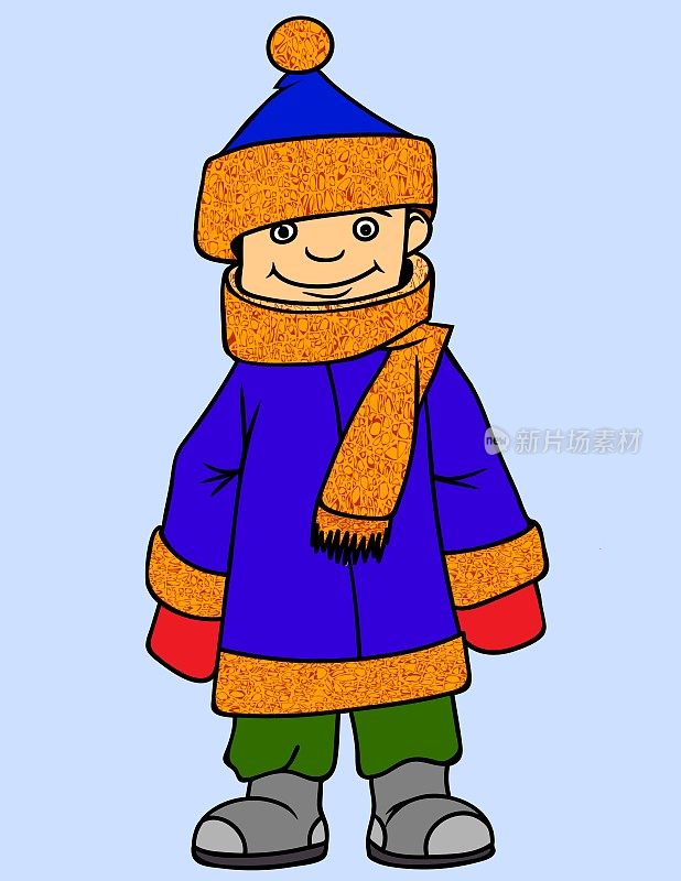 小男孩穿冬天的衣服