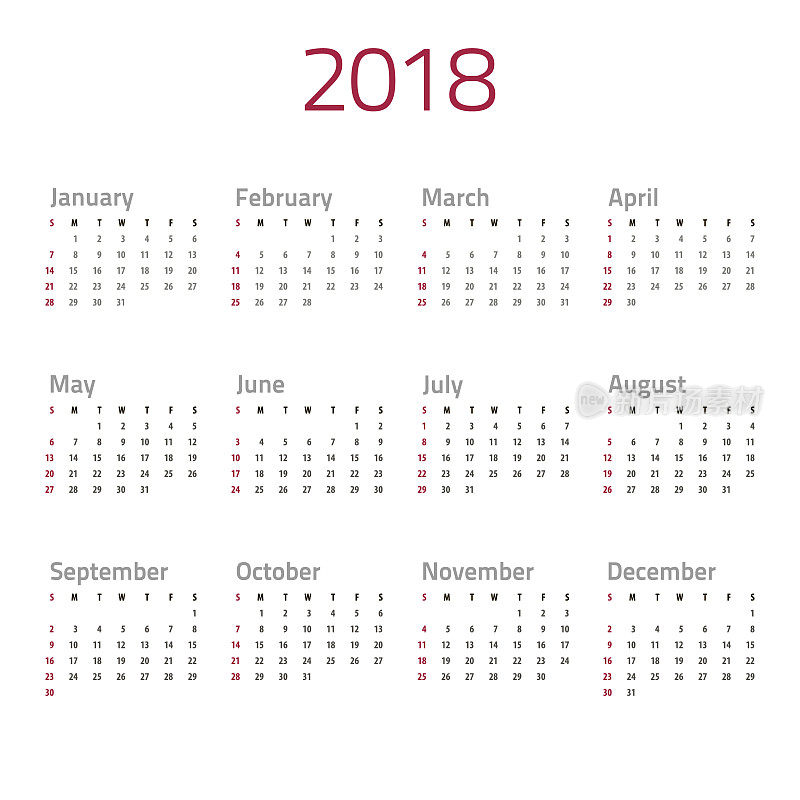 Calendar-red-gray