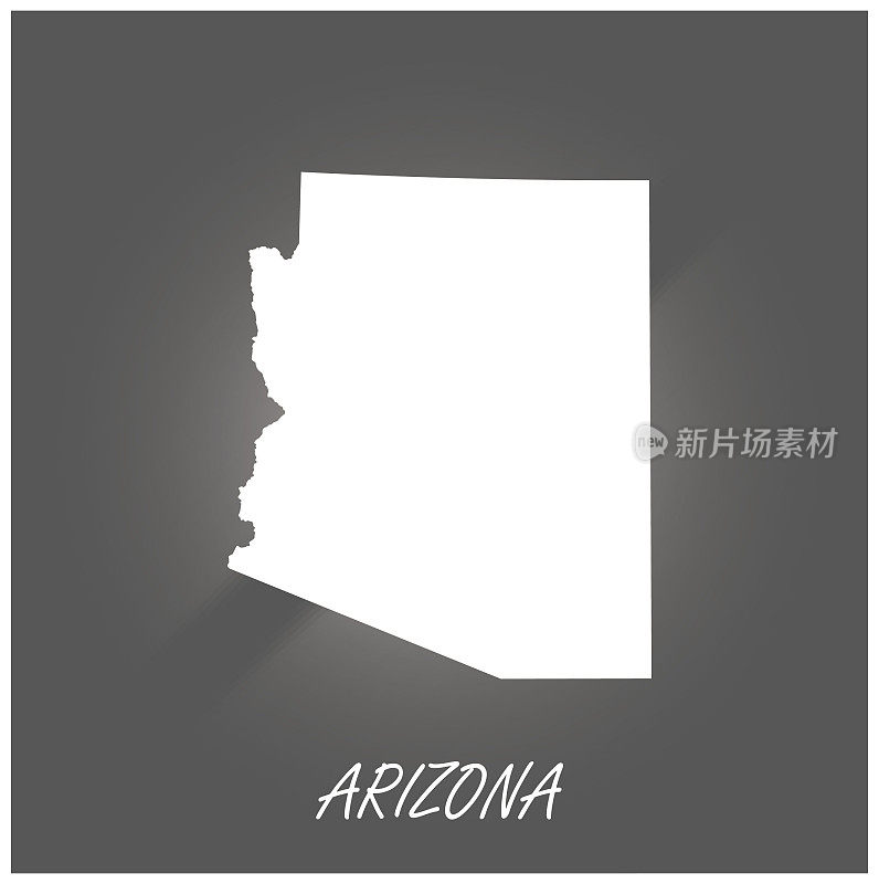 亚利桑那州地图矢量轮廓制图黑白插图背景