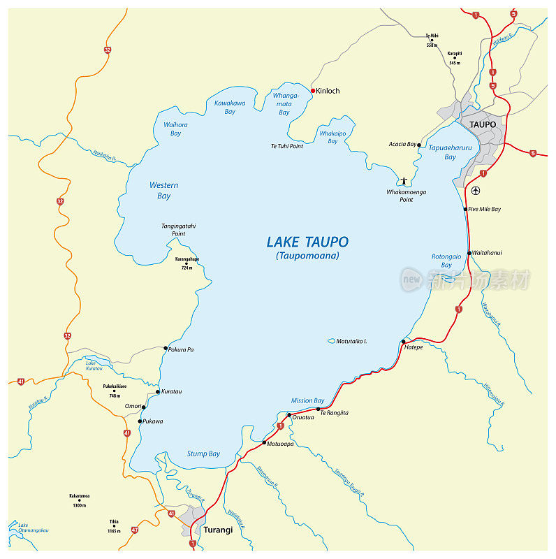 新西兰北岛陶波湖地图