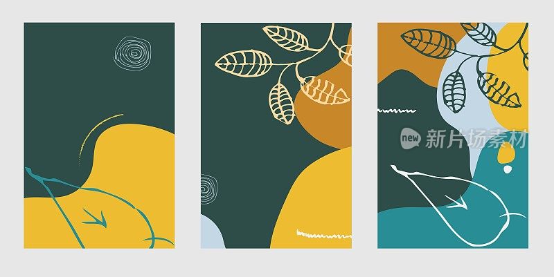 集现代花卉矢量彩色粉彩抽象背景