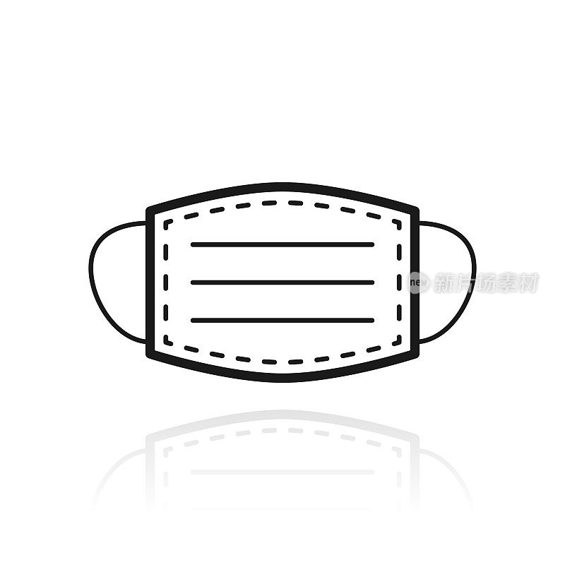 医用或外科口罩。白色背景上反射的图标