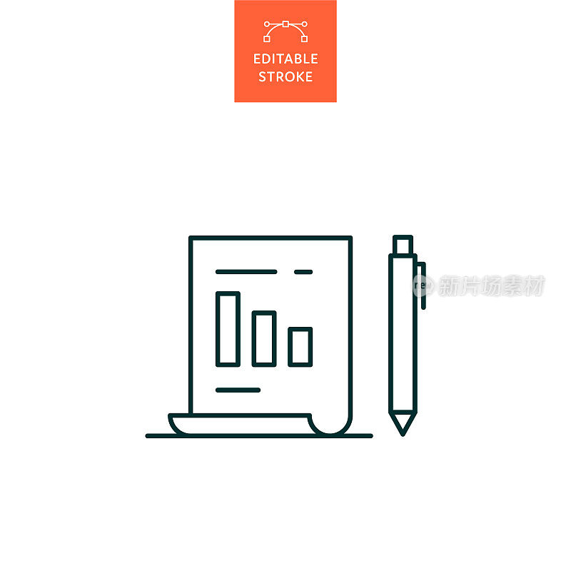带有可编辑描边的报告行图标。Icon适用于网页设计、移动应用、UI、UX和GUI设计。