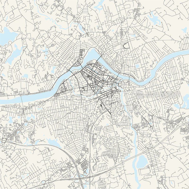 洛厄尔，马萨诸塞州，美国矢量地图