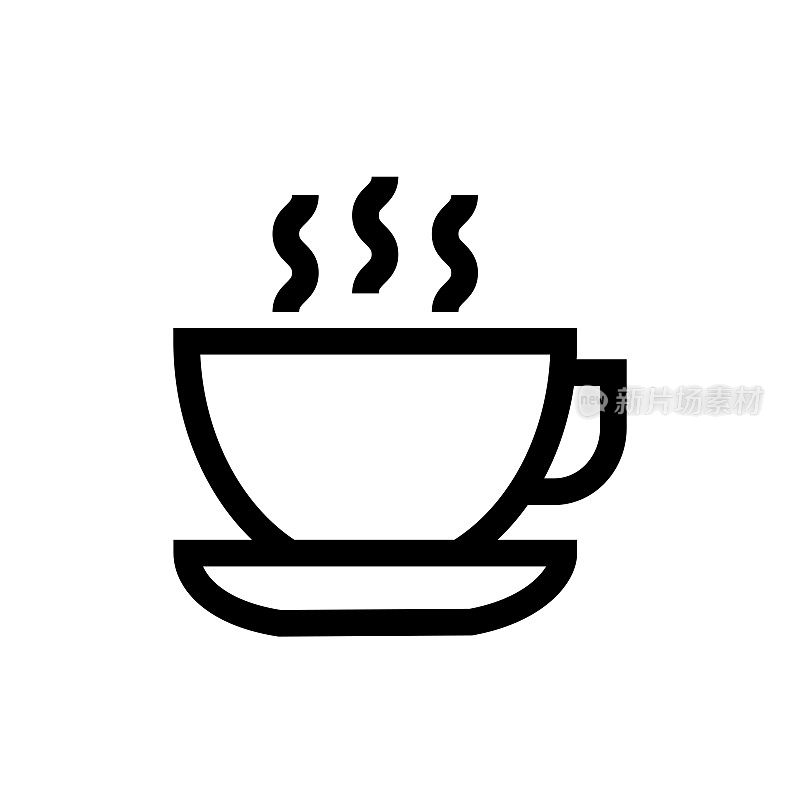 美式咖啡线图标，设计，像素完美，可编辑笔触。标志、标志、符号。咖啡，玛奇朵，咖啡豆，咖啡