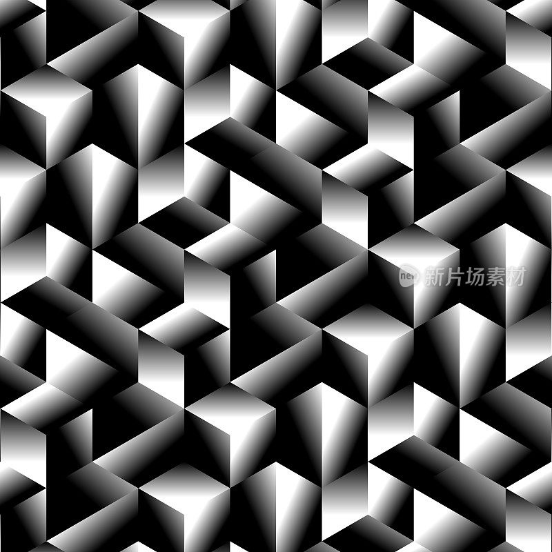 半随机不均匀的灰色固体菱形的全帧图案，具有高对比度梯度，创造了一个视觉上引人注目的几何设计