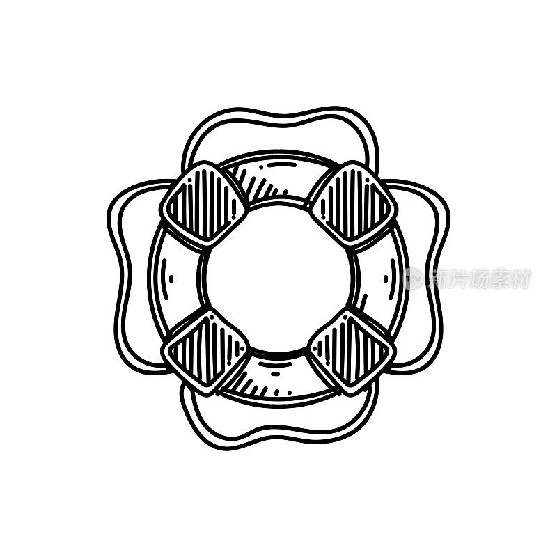 救生线图标，草图设计，像素完美，可编辑笔触。标志、标志、符号。