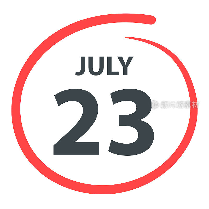 7月23日――白底上用红色圈出的日期