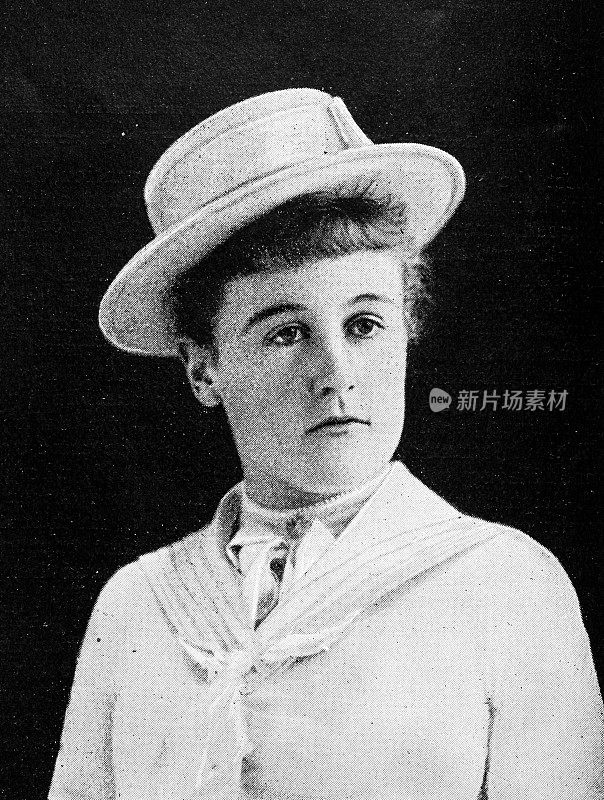 1889年的运动和消遣:女子网球，巴克利・沃伯顿夫人
