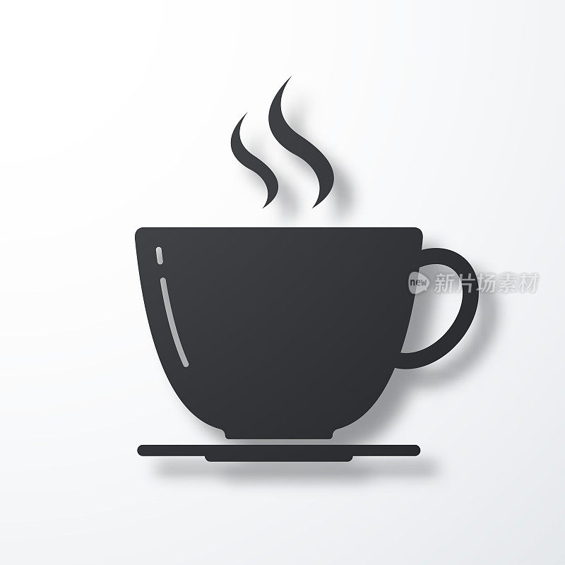 咖啡杯。白色背景上的阴影图标