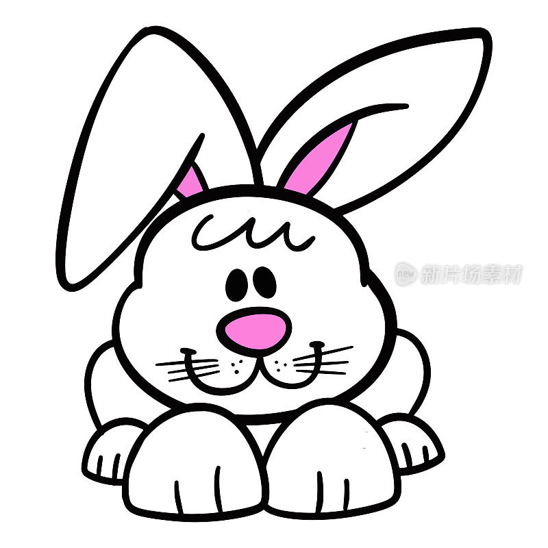 可爱的兔子卡通孤立在白色