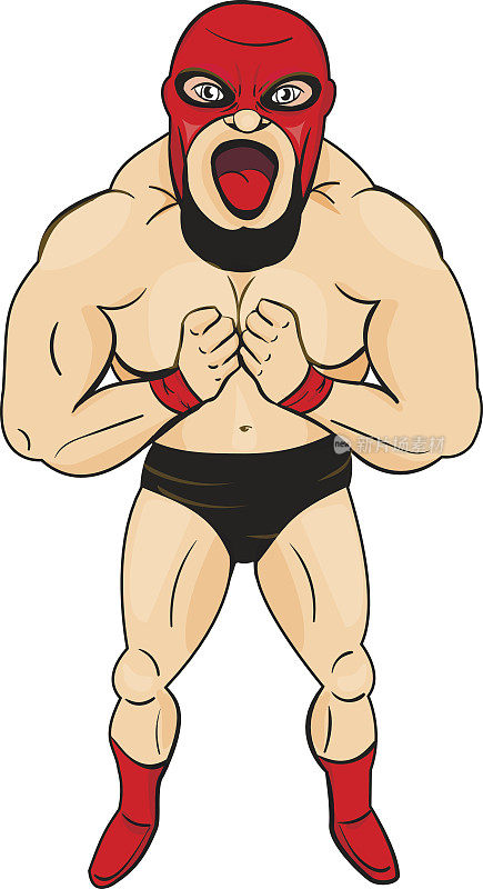 卡通风格的墨西哥摔跤手，角色