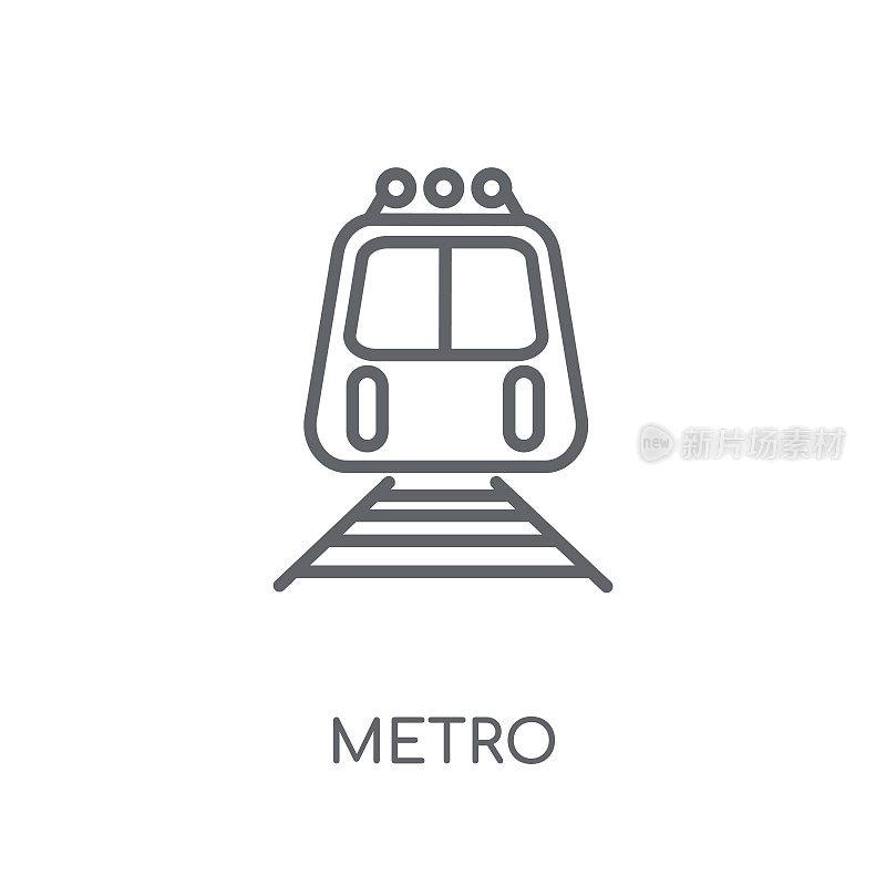 地铁线性图标。现代轮廓地铁标志概念的白色背景从交通收集