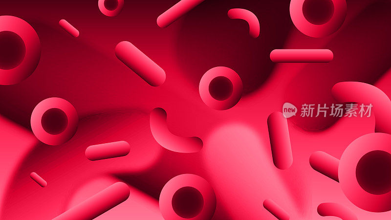 科学三维矢量宏观插图-红血球在静脉。
