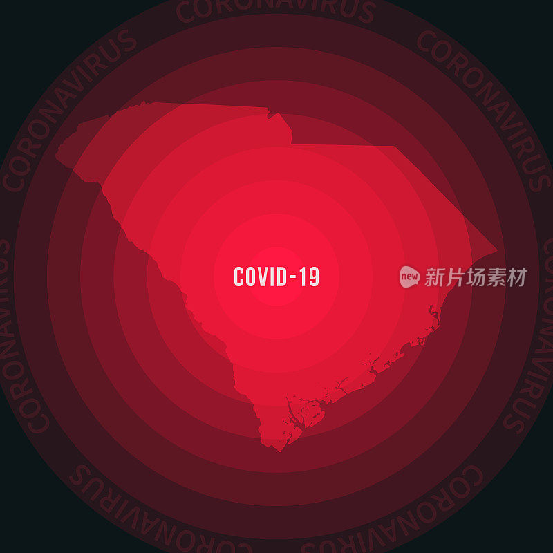 南卡罗来纳州COVID-19传播地图。冠状病毒爆发