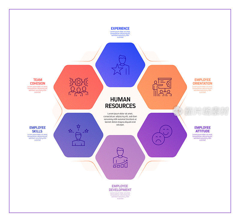 人力资源信息图表模板，元素和图标。简单的矢量信息图设计