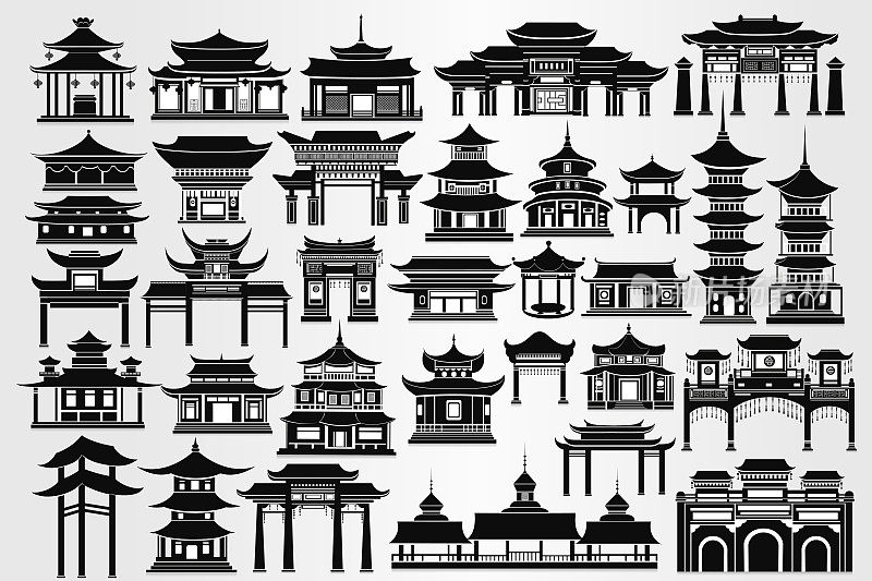 中国的庙宇，大门和传统建筑