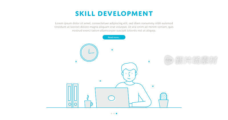 技能发展网页概念与可编辑的描线插图。