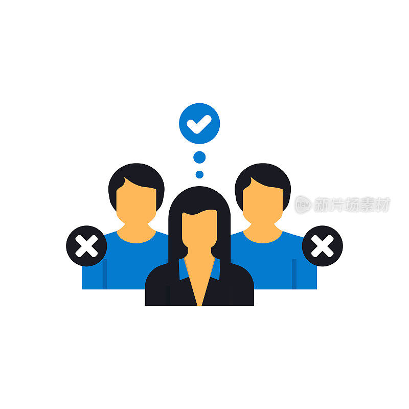 目标观众平面图标，轮廓矢量符号插图。