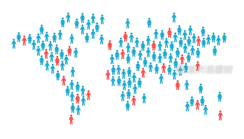 世界地图感染的人数字-股票矢量插图