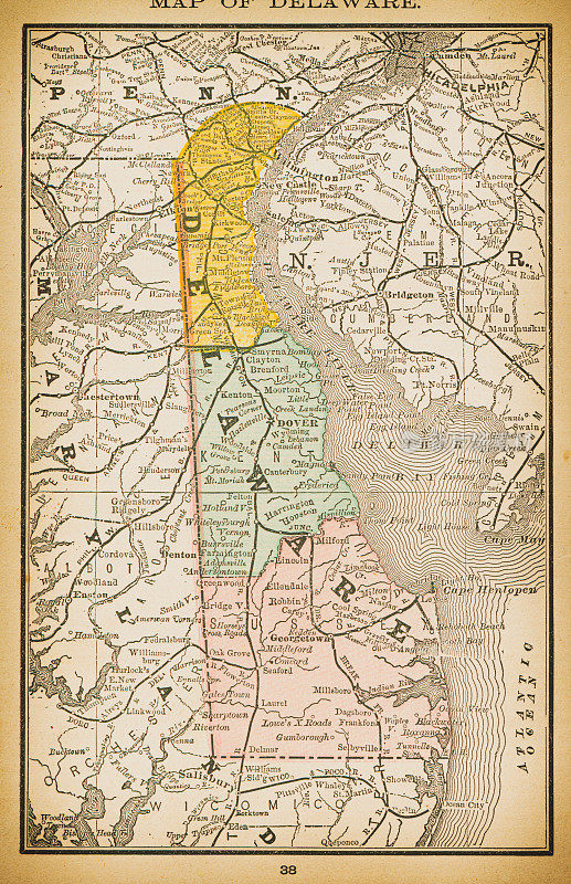 19世纪的特拉华州地图