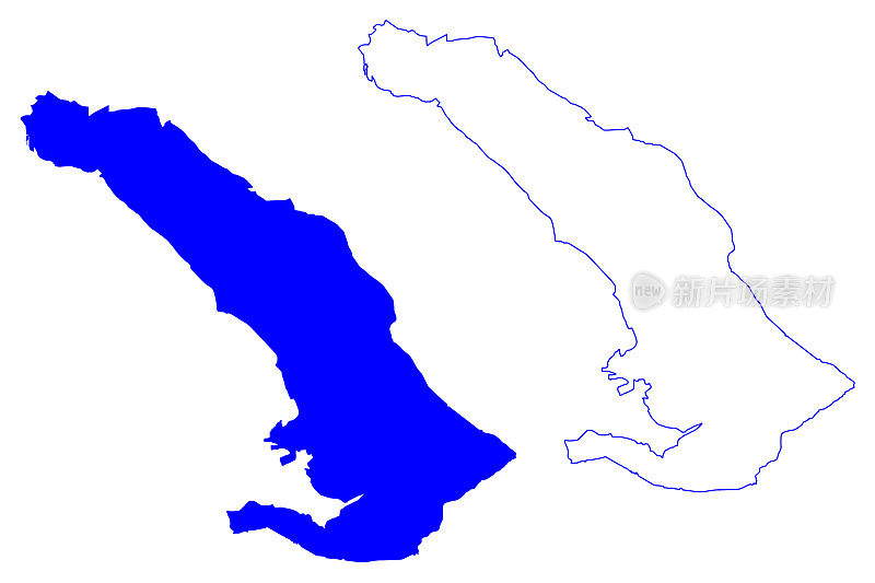 里雅斯特省(意大利、意大利共和国、弗里利、威尼斯、朱利亚地区)地图矢量图，草稿图的里雅斯特省地图