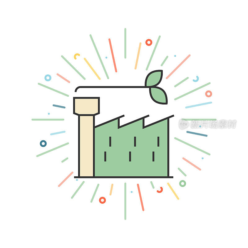 绿色工厂线图标