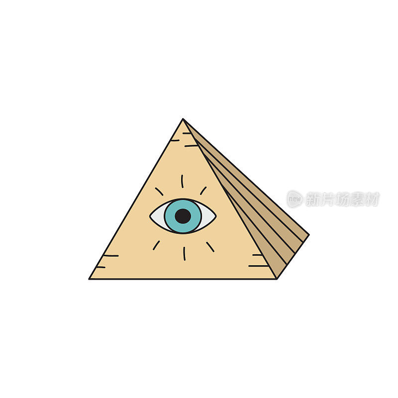 全视眼金字塔矢量贴纸手绘