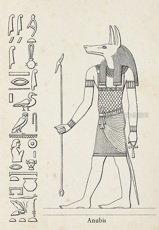 古埃及的象形文字，阿努比斯的死亡女神
