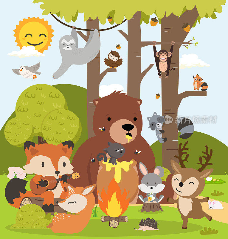 可爱的森林动物卡通人物