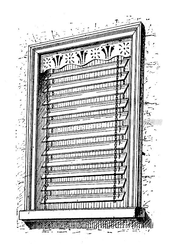 古色古香的插图:百叶窗或罗浮窗