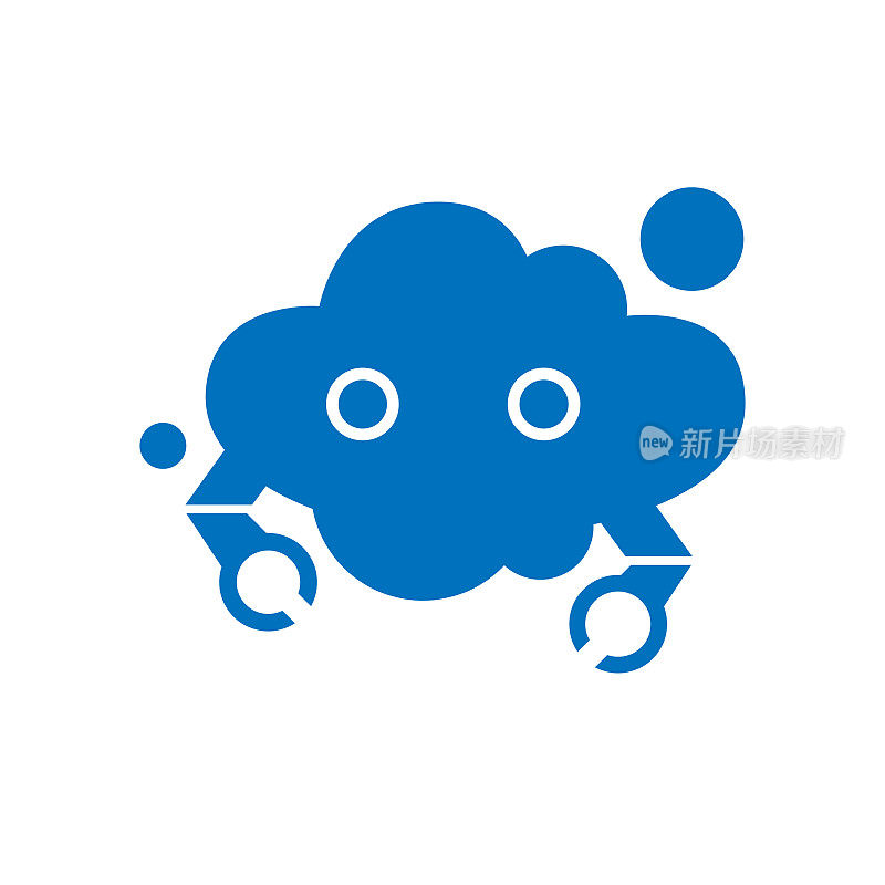 蓝云机器人logo设计矢量创意插画概念