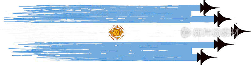 阿根廷国旗与军事战斗机孤立在png或透明，阿根廷符号，旗帜，卡片，广告，海报和商业匹配的国家模板，矢量插图