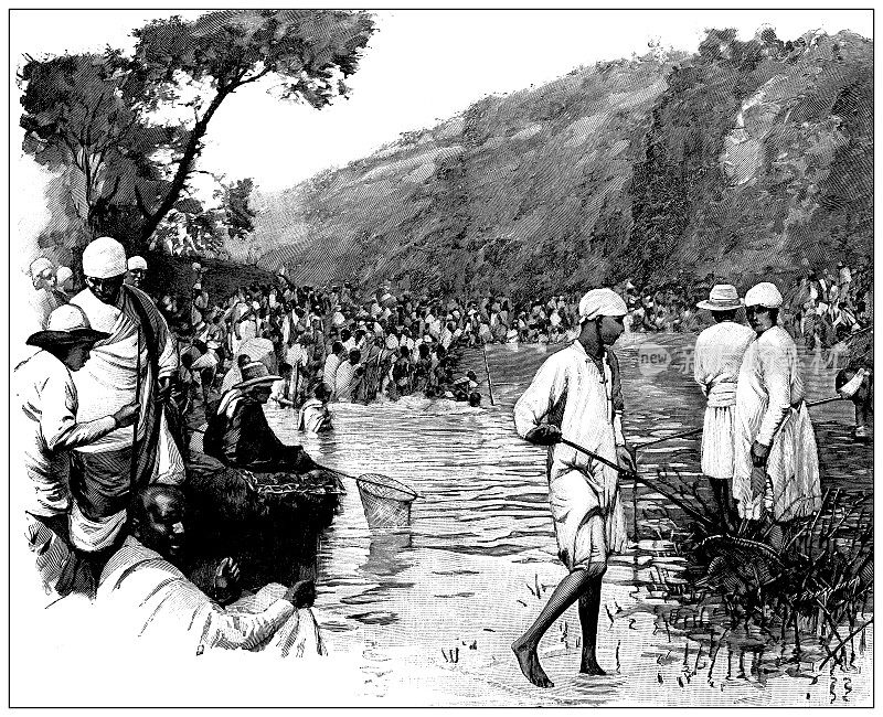古董插图:埃塞俄比亚，河流